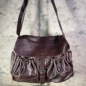 Marc O"Polo Messenger brown leather bag - large Crossbody